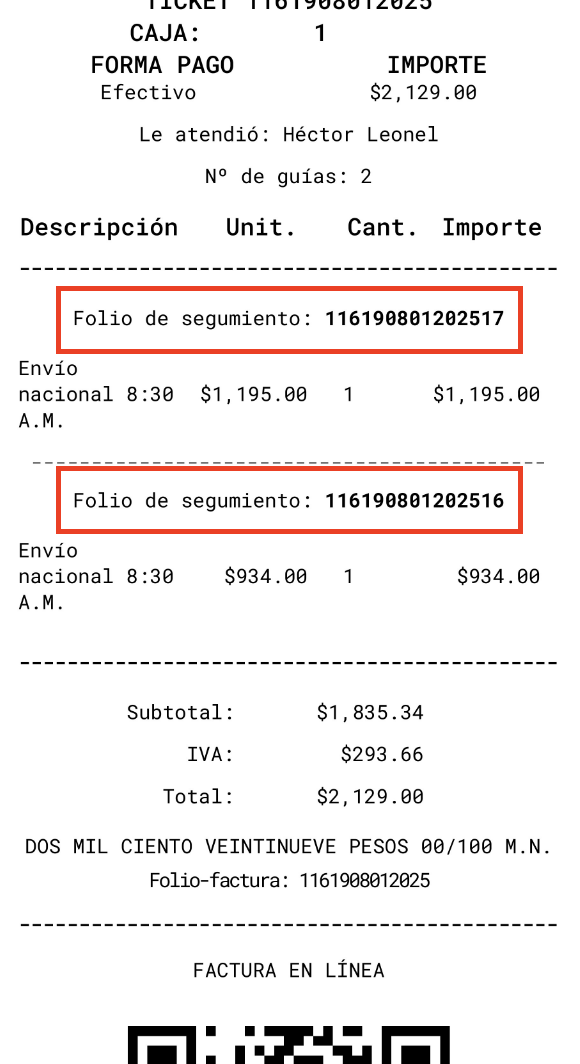 Ejemplo de ticket para facturar
